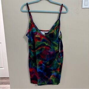 Hurley Multicolor Tie-Dye Satin Spaghetti Strap Mini Dress